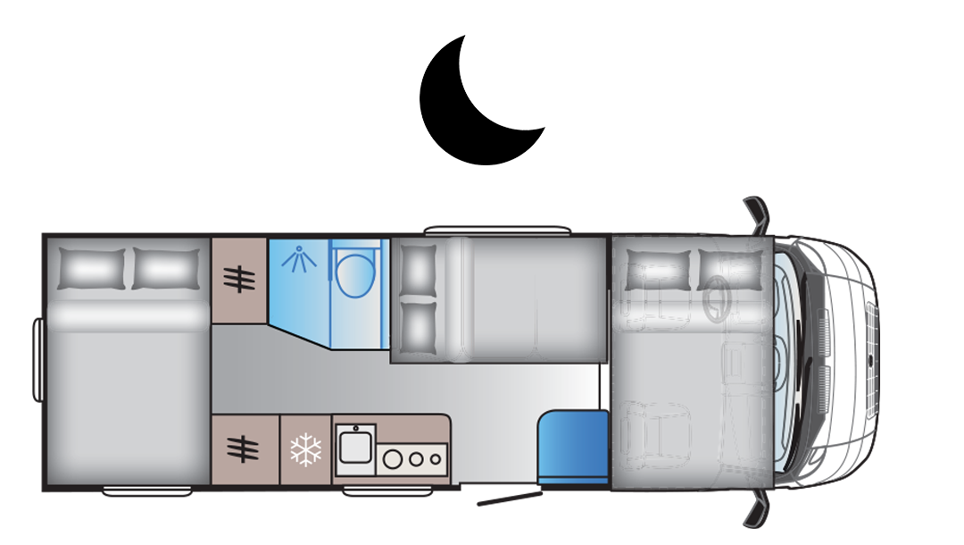 SUN LIVING A 75 DP CONFIGURAZIONE NOTTE